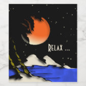 Eiland Nacht Ontwerp Relax Wijn Etiket (Enkel label)