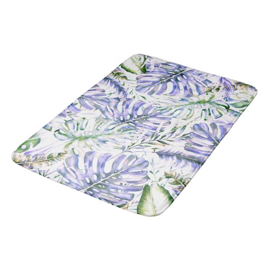 Eiland Paarse tropische palmbladeren Zomereiland Badmat (Gekanteld)