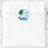 Eiland palmboom schilderij tropische strand bruilo ronde sticker (Tas)