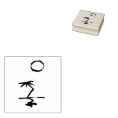 Eiland Palmboom Strand Zon Rubberstempel (Gestempeld)