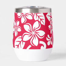 EILAND PLUMERIA PATROON IN AARDBEIEN ROOD