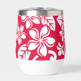 EILAND PLUMERIA PATROON IN AARDBEIEN ROOD