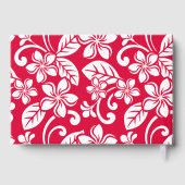 EILAND PLUMERIA PATROON IN AARDBEIEN ROOD GASTENBOEK (Achterkant)