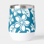 EILAND PLUMERIA PATROON IN CARIBISCH BLAUW (Achterkant)