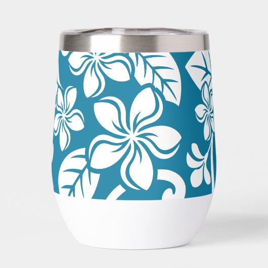 EILAND PLUMERIA PATROON IN CARIBISCH BLAUW (Achterkant)