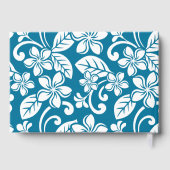 EILAND PLUMERIA PATROON IN CARIBISCH BLAUW GASTENBOEK (Achterkant)