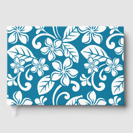 EILAND PLUMERIA PATROON IN CARIBISCH BLAUW GASTENBOEK