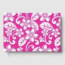 EILAND PLUMERIA PATROON IN HEET ROZE