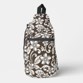 EILAND PLUMERIA PATROON IN KOFFIE BRUIN SLING BAG (Voorkant)