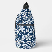 EILAND PLUMERIA PATROON IN NAVYBLAUW SLING BAG (Voorkant)