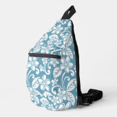 EILAND PLUMERIA PATROON IN SLATE BLUE SLING BAG (Rechterhoek)