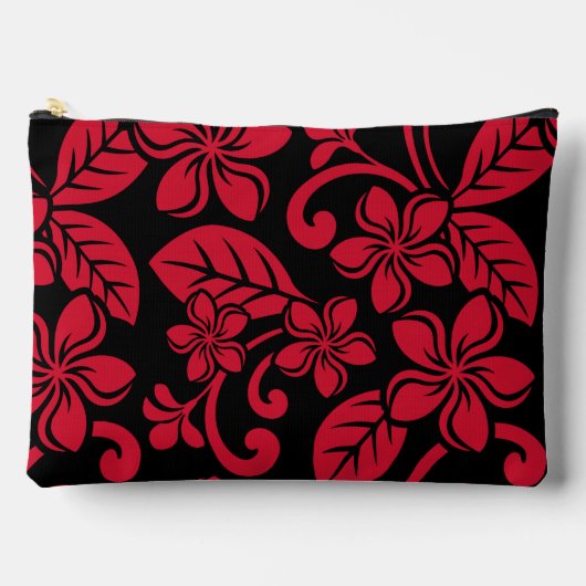 EILAND PLUMERIA PATROON IN ZWART/ROOD ETUI (Voorkant)