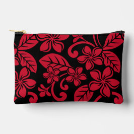 EILAND PLUMERIA PATROON IN ZWART/ROOD ETUI