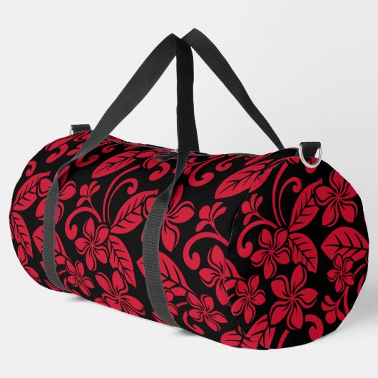 EILAND PLUMERIA PATROON IN ZWART/ROOD PLUNJEZAK (Linkerhoek)