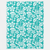 EILAND PLUMERIA (TURQUOISE) Fleece Dekbed Deken (Voorkant)
