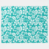 EILAND PLUMERIA (TURQUOISE) Fleece Dekbed Deken (Voorkant (Horizontaal))