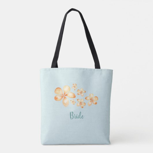 Eiland Plumeria Waterverf Bridal Tote Bag (Achterkant)