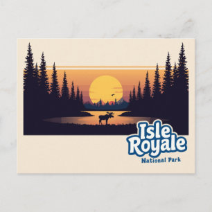 Eiland Royale Eland Zonsondergang Vintage Kunst Briefkaart