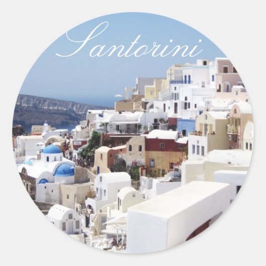 eiland Santorini Griekenland Ronde Sticker (Voorkant)