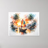 Eiland Sereniteit – Exotisch Bootschap Landschap W Canvas Afdruk (Voorkant)