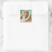 Eiland Sheltie Vierkante Sticker (Tas)