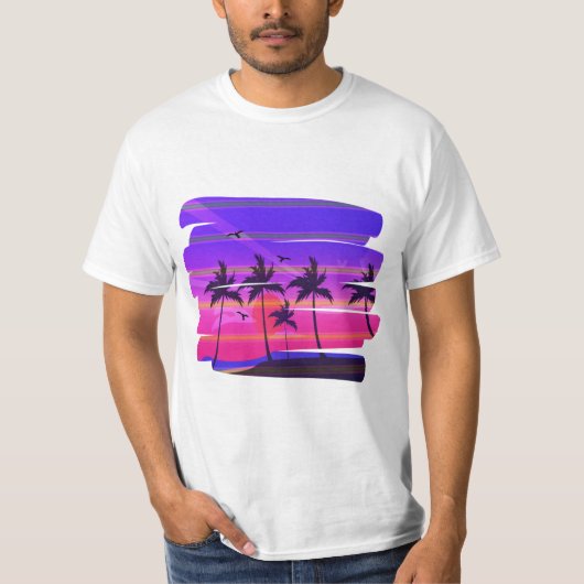 Eiland, strand en palmboom t-shirt (Voorkant)