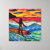 Eiland Surfer zonsondergang op het strand Canvas Afdruk (Voorkant)