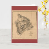 Eiland van Hawaï, 1886, Vintage Hawaiiaanse Kaart (Gele Bloem)