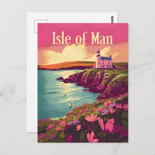 Eiland van Man kunst Briefkaart (Voorkant / Achterkant)