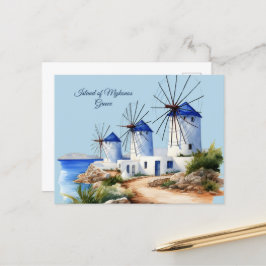 Eiland van Mykonos, Griekenland Briefkaart