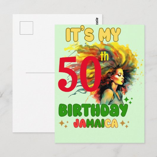 Eiland Vibes Jamaica Verjaardagsmeisje Groepsmatch Briefkaart (Voorkant / Achterkant)