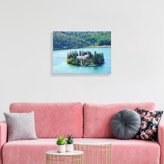 eiland Visovac in Krka NP - Kroatië Canvas Afdruk (Insitu (Woonkamer))