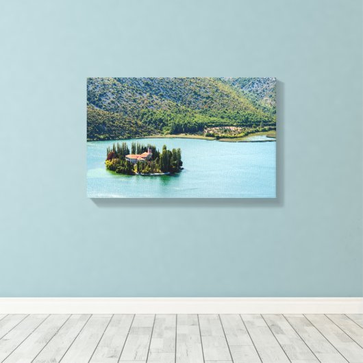 eiland Visovac in Krka NP - Kroatië Canvas Afdruk (Insitu (Houten vloer))