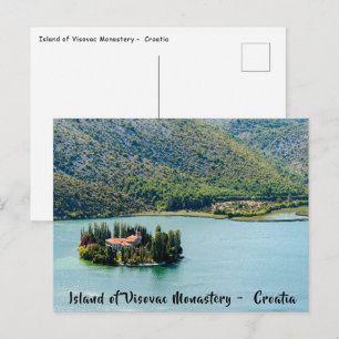Eiland Visovac-klooster in Krka NP - Kroatië Briefkaart