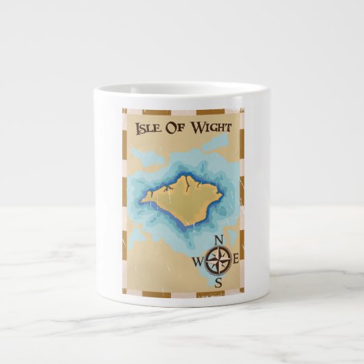 Eiland Wight-schatkaart-reisposter Grote Koffiekop (Voorkant)