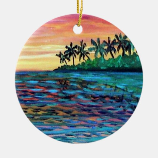 Eiland Zonsondergang Kerst Ornament (Voorkant)