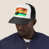 Eiland zonsondergang trucker pet (In situ)