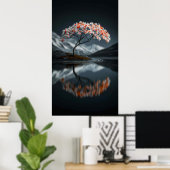 Eilandbloei: Serene hoogcontrast landschap Poster (Thuiskantoor)