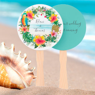 Eilandbries Tropisch strand watercolor bruiloft Handwaaier