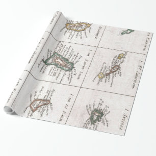 eilanden van de Caraïbische kaart (1780) Cadeaupapier