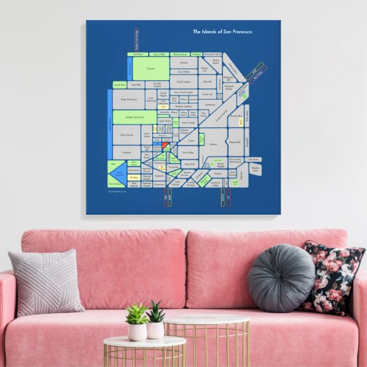 Eilanden van SF, 2'x2' uitgerekt canvas (Insitu (Woonkamer))