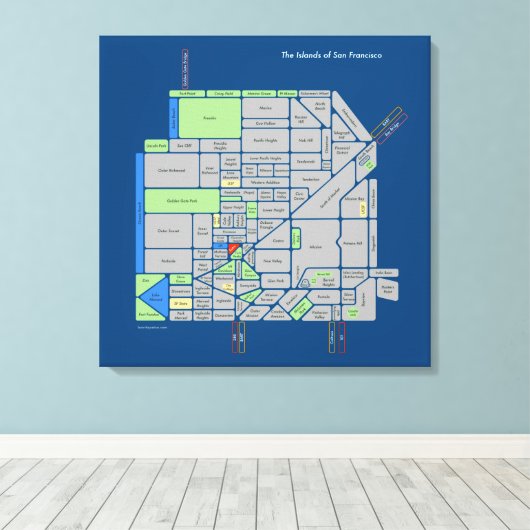 Eilanden van SF, 2'x2' uitgerekt canvas Afdruk (Insitu (Houten vloer))