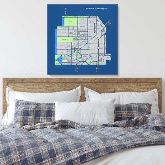 Eilanden van SF, 2'x2' uitgerekt canvas Afdruk (Insitu (Slaapkamer))