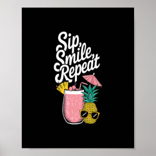 Eilandgevoel Slurp Glimlach Herhaal Ananas Pret Poster