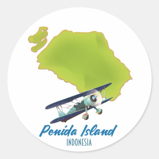 eilandkaart Penida Ronde Sticker (Voorkant)