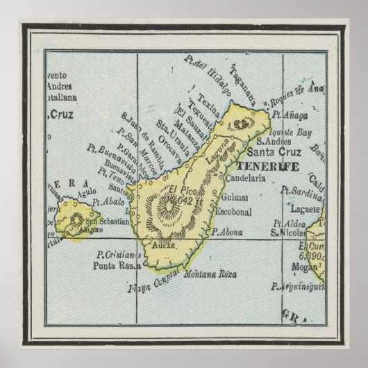  eilandkaart Tenerife (1901) Poster (Voorkant)