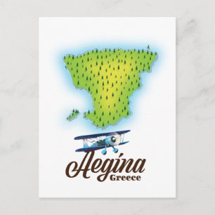 Eilandkaart van Aegina Griekenland Briefkaart