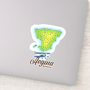 Eilandkaart van Aegina Griekenland Sticker
