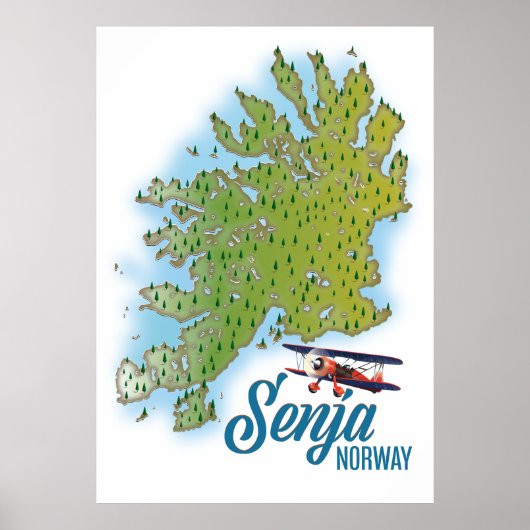 eilandkaart van Senja Noway Poster (Voorkant)