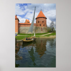 Eilandkasteel aan het Galvemeer, Trakai, Litouwen Poster